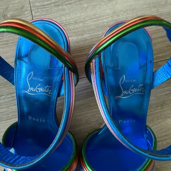 Christian Louboutin Women's Metalic Rainbow Sandals Size 38.5 - Picture 3 of 7
